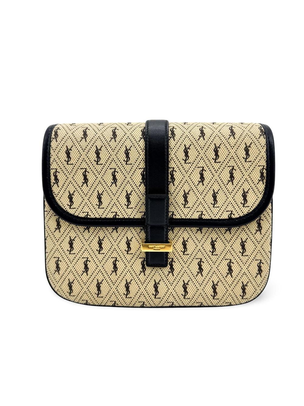 Saint Laurent Canvas Shoulder Bag Black #371819S58B